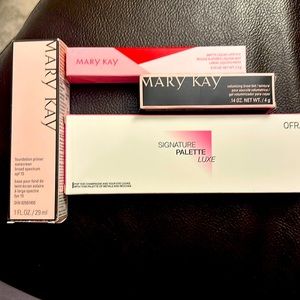 Makeup set. Mary Kay lipstick, brow, foundation primer. Ofra signature palette